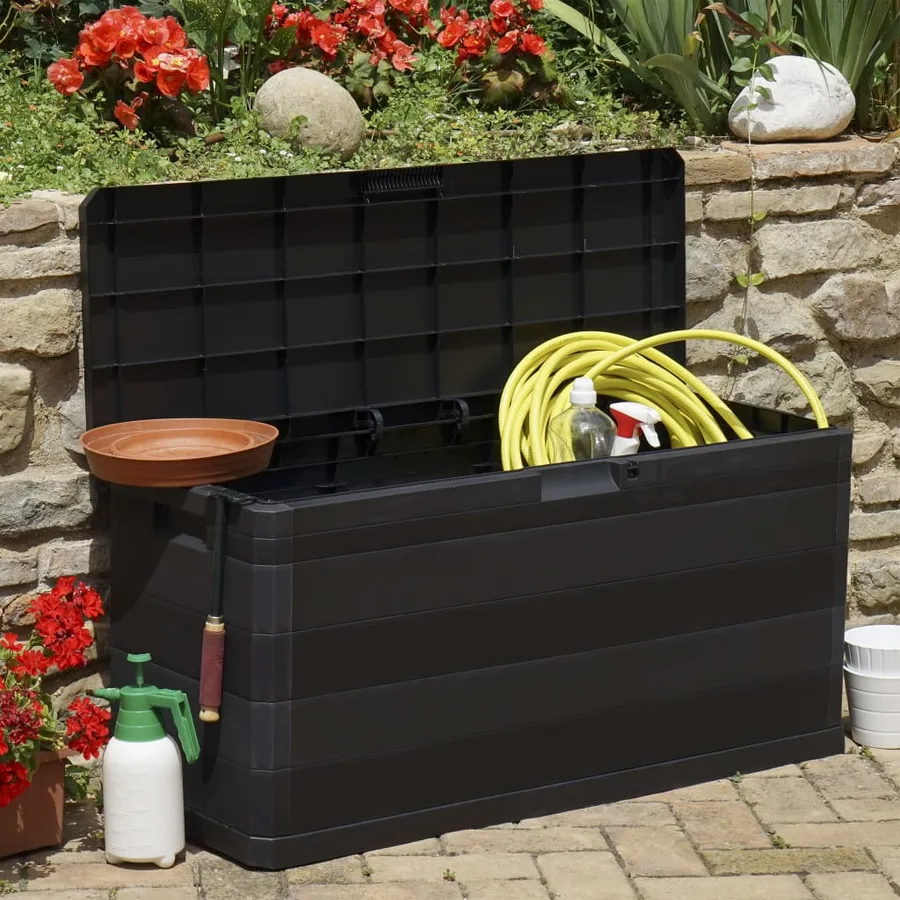 Boîte de rangement de jardin noir 117x45x56 cm - 3