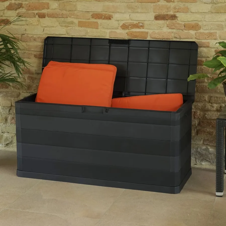 Boîte de rangement de jardin noir 117x45x56 cm - 4