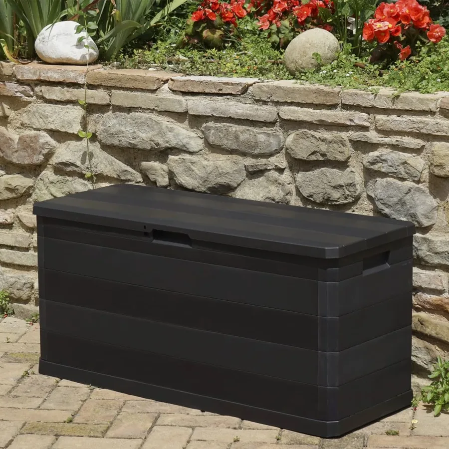 Garden storage box black 117x45x56 cm - 5