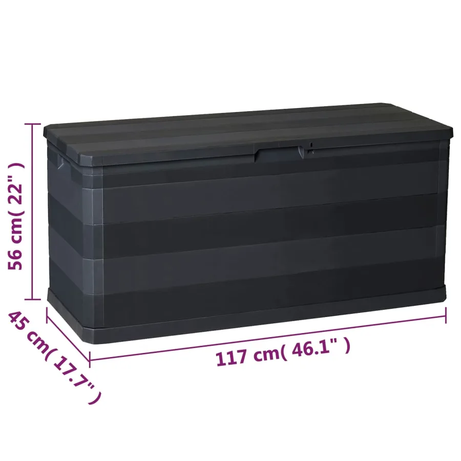 Garden storage box black 117x45x56 cm - 8