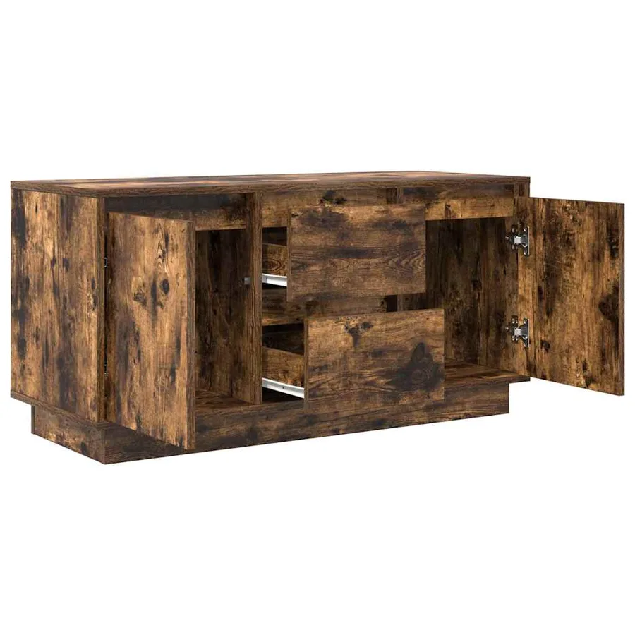 Meuble TV avec lumières LED chêne fumé 100x41x50 cm - 6