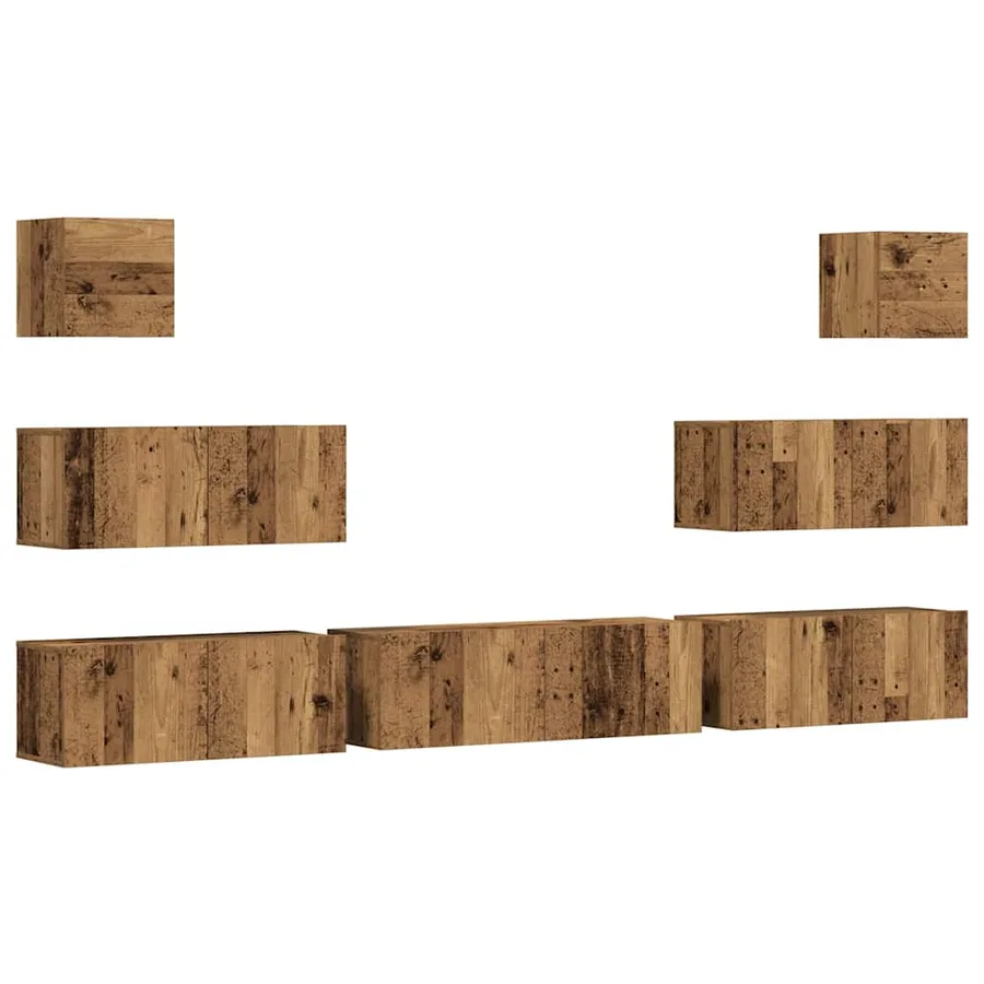 Ensemble de meuble TV mural 7 pcs vieux bois bois d'ingénierie - 2