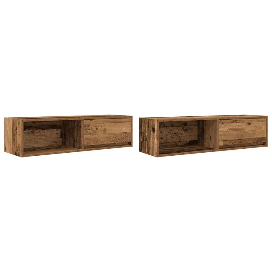 Meubles TV 2 pcs vieux bois 100x31x25,5 cm bois d'ingénierie - 2