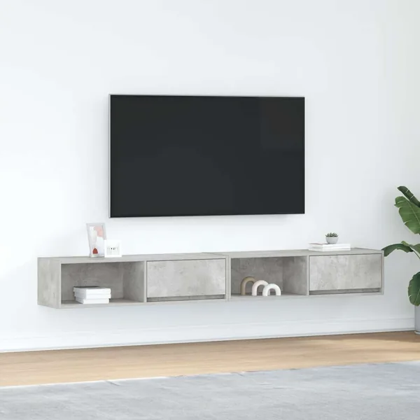 Meubles TV 2 pcs gris béton 100x31x25,5 cm bois d'ingénierie