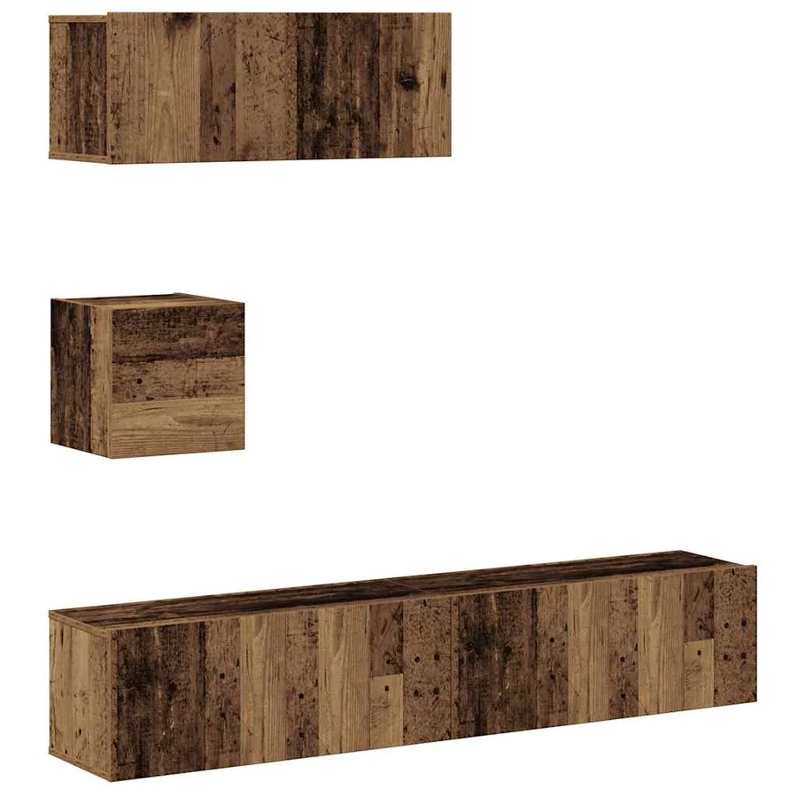Ensemble de meuble TV mural 4 pcs vieux bois bois d'ingénierie - 2