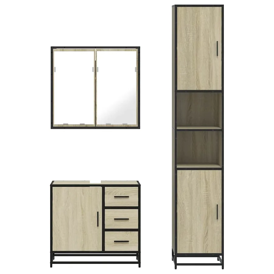 Ensemble de meubles de salle de bain 3 pcs chêne sonoma - 5