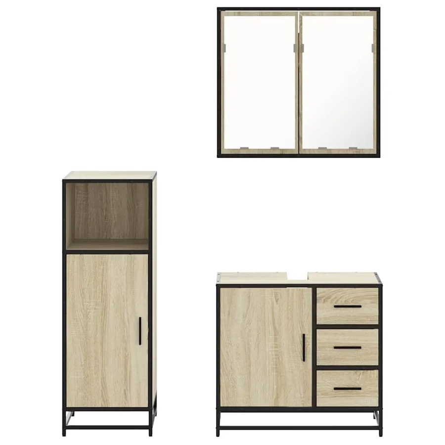Ensemble de meubles de salle de bain 3 pcs chêne sonoma - 5