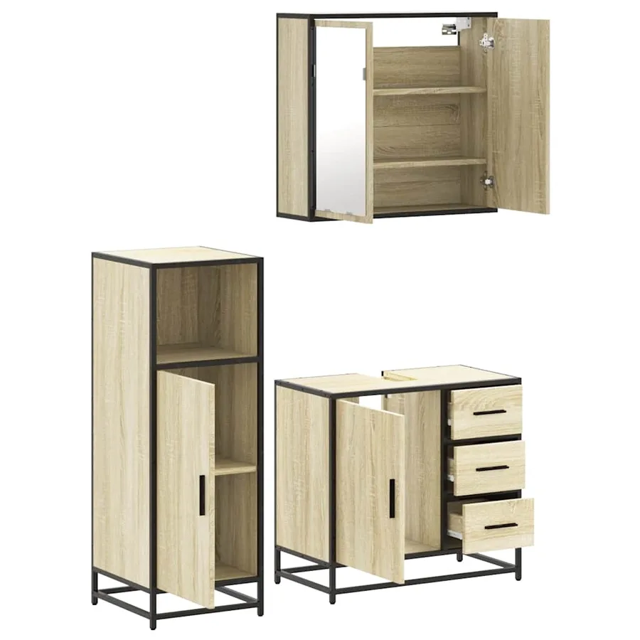 Ensemble de meubles de salle de bain 3 pcs chêne sonoma - 6