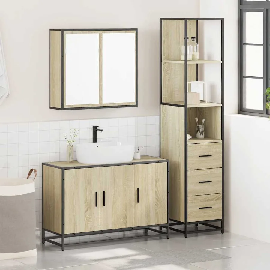 Ensemble de meubles de salle de bain 3 pcs chêne sonoma - 3