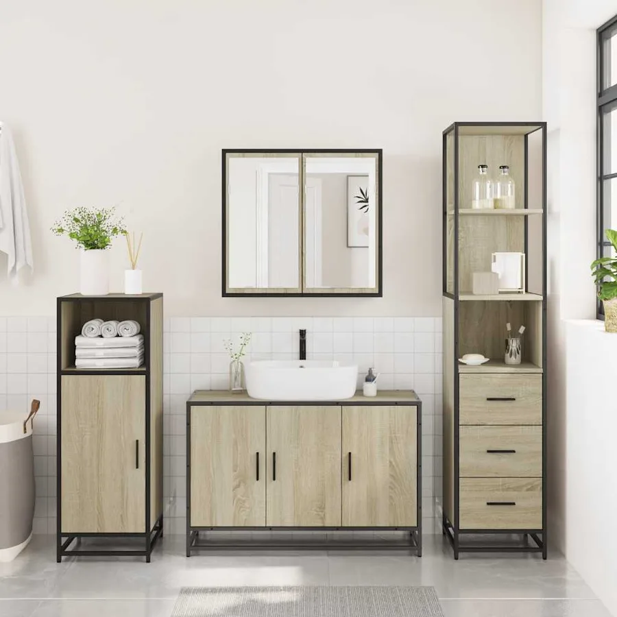 Ensemble de meubles de salle de bain 3 pcs chêne sonoma - 4
