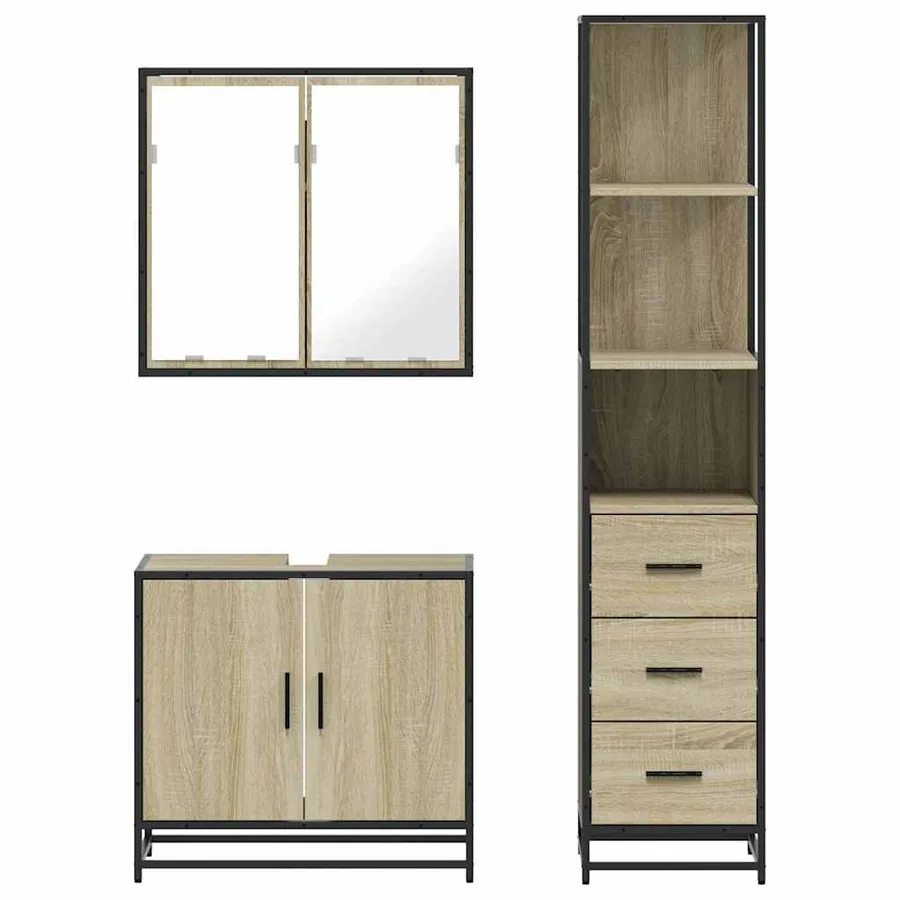 Ensemble de meubles de salle de bain 3 pcs chêne sonoma - 5