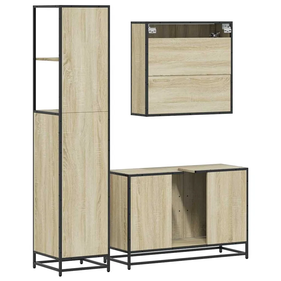 Ensemble de meubles de salle de bain 3 pcs chêne sonoma - 7