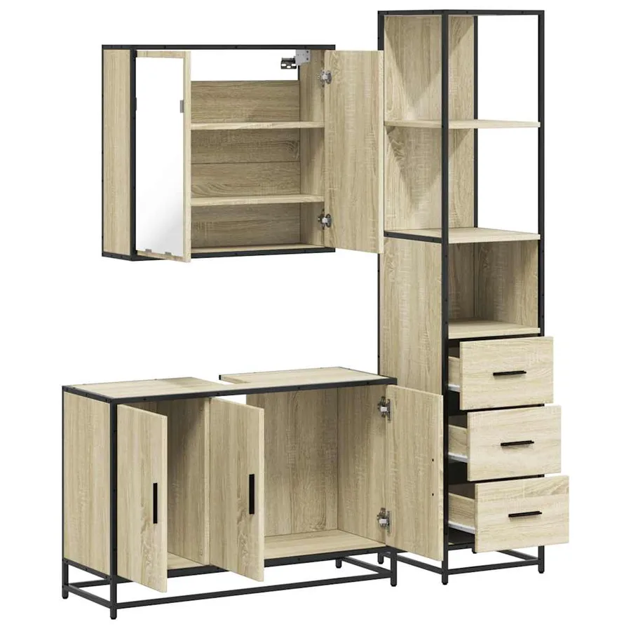 Ensemble de meubles de salle de bain 3 pcs chêne sonoma - 8