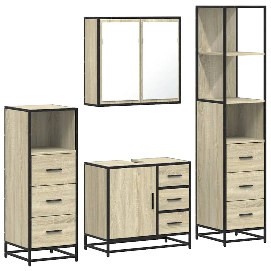 Ensemble de meubles de salle de bain 4 pcs chêne sonoma - 2