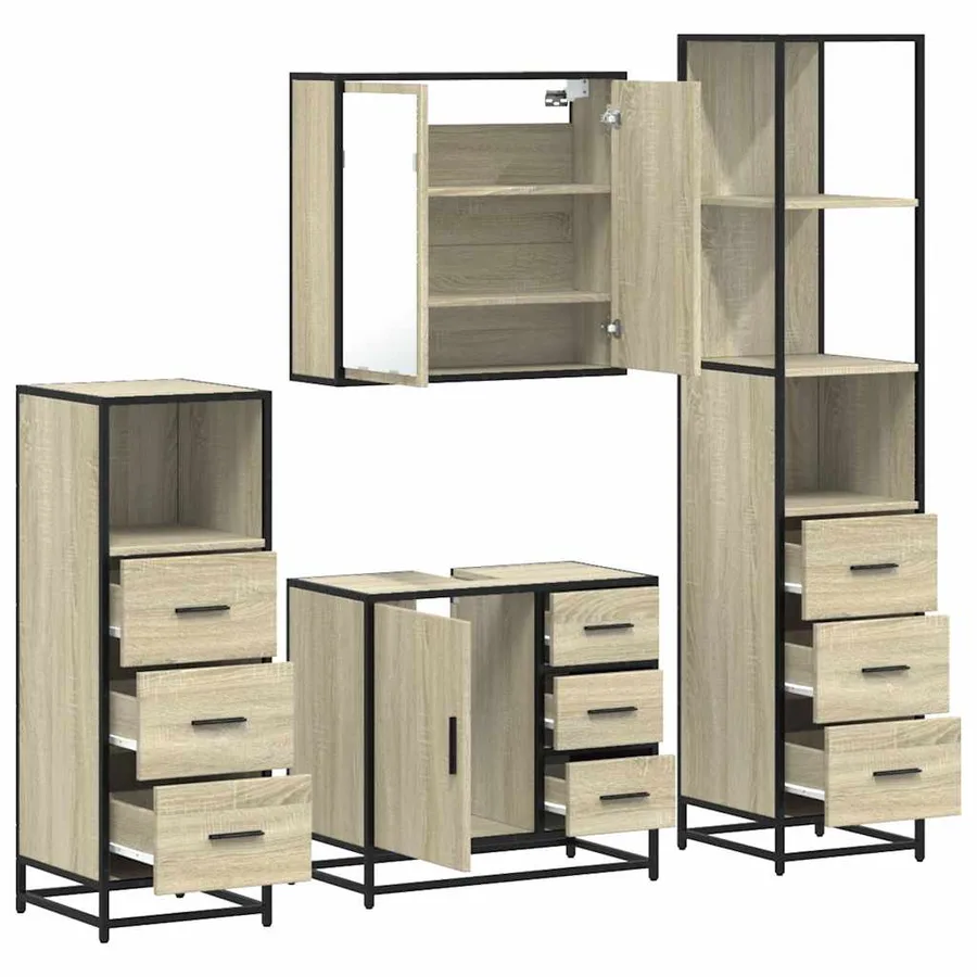 Ensemble de meubles de salle de bain 4 pcs chêne sonoma - 6