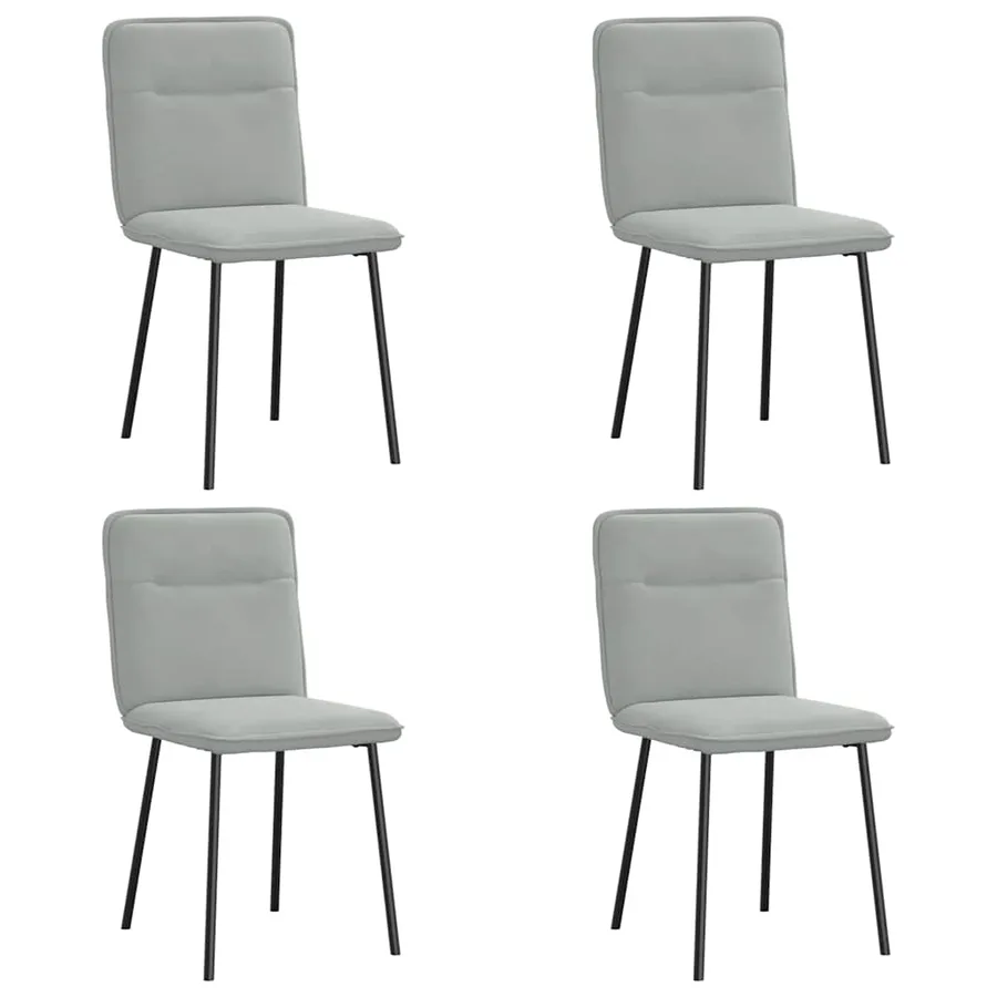 Chaises à manger lot de 4 Gris clair Velours - 2