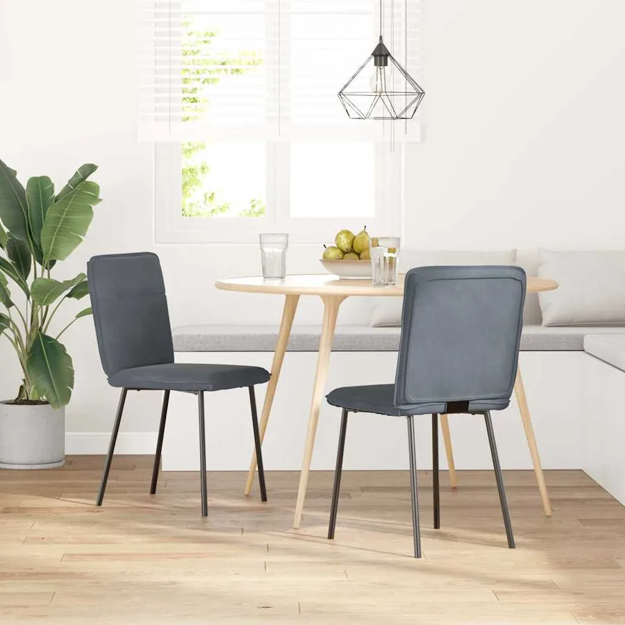 Chaises à manger lot de 2 Gris foncé Velours - 2