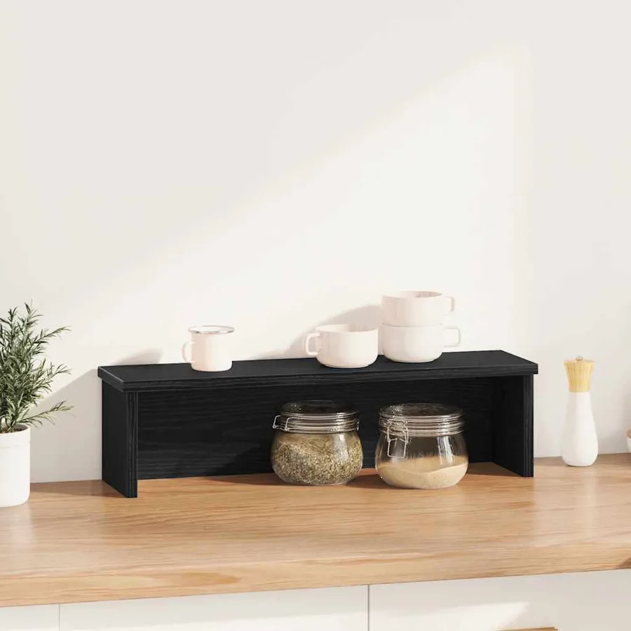 Étagère de cuisine empilable noir 50x15x16 cm bois d'ingénierie - 2
