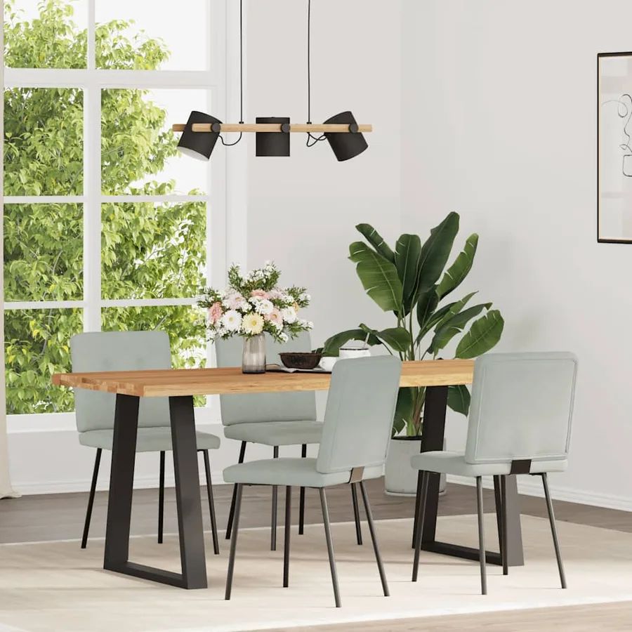 Chaises à manger lot de 4 Gris clair Velours - 2