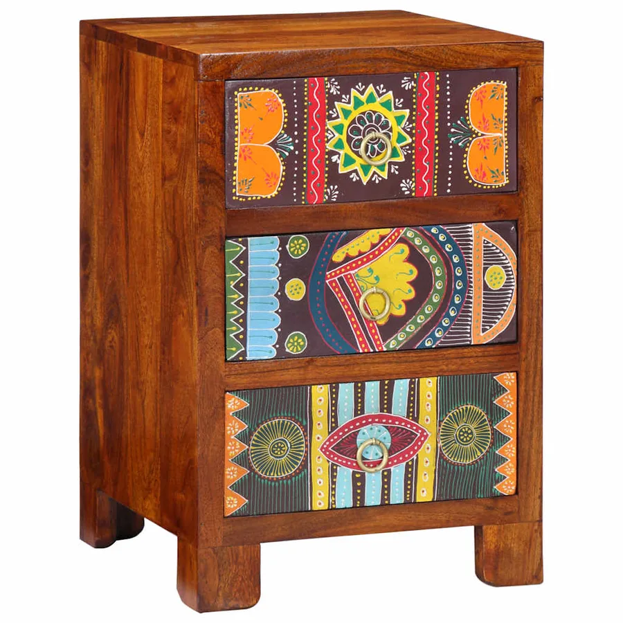 Table de chevet 40x40x60 cm bois d'acacia massif - 11