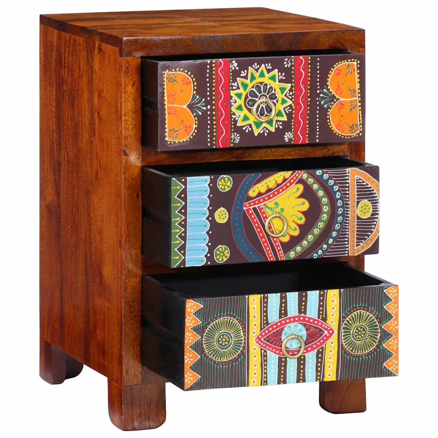 Table de chevet 40x40x60 cm bois d'acacia massif - 12