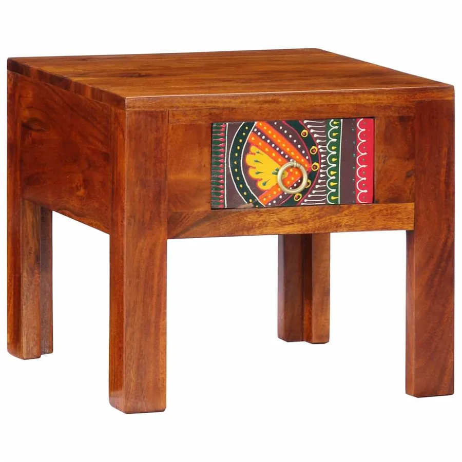 Table de chevet 40x40x36 cm bois d'acacia massif - 11