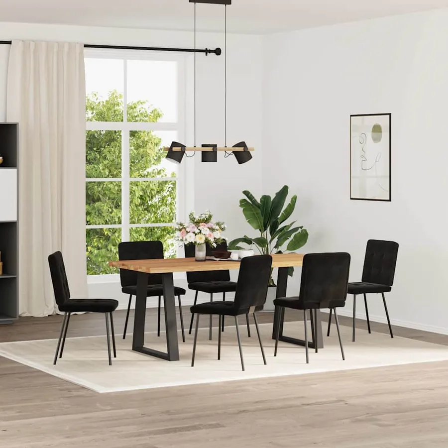 Chaises à manger lot de 6 noir velours - 2