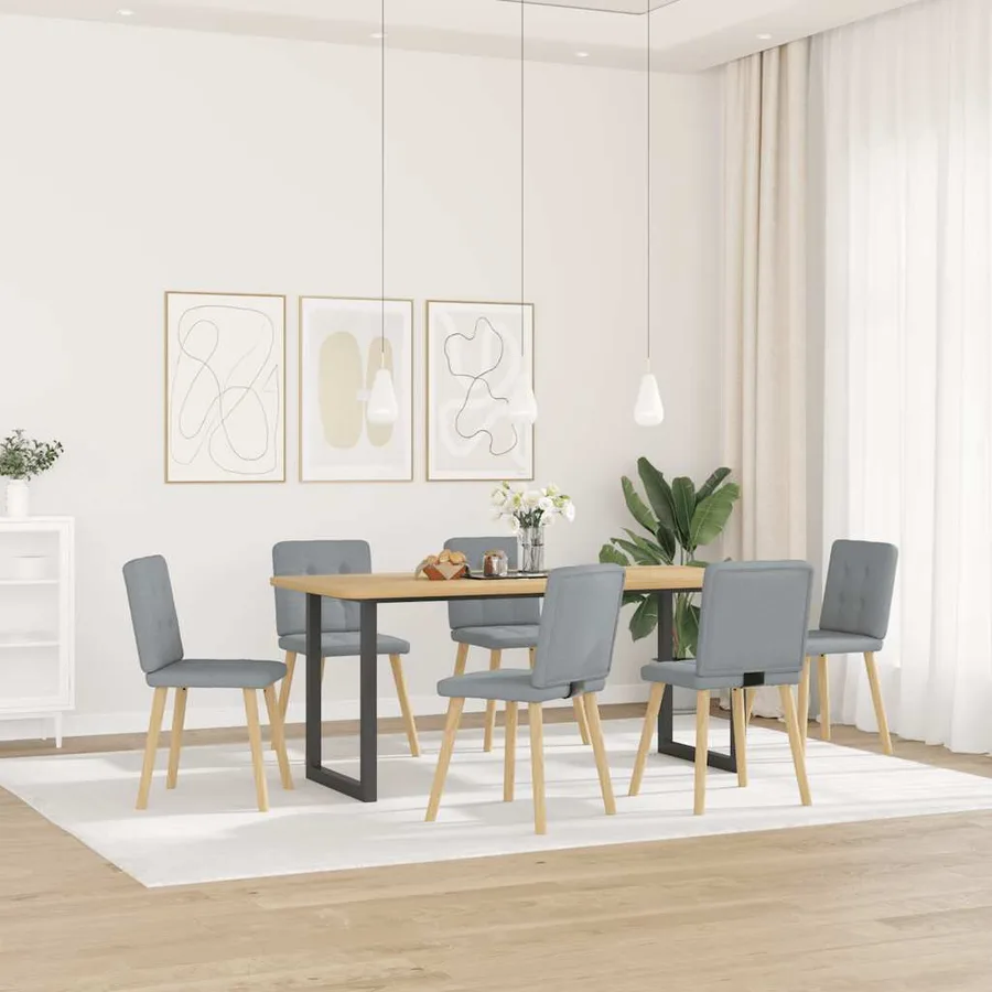 Chaises à manger lot de 6 gris clair tissu - 2