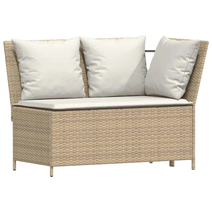 Ensemble à manger de jardin coussins 4 pcs beige résine tressée - 5