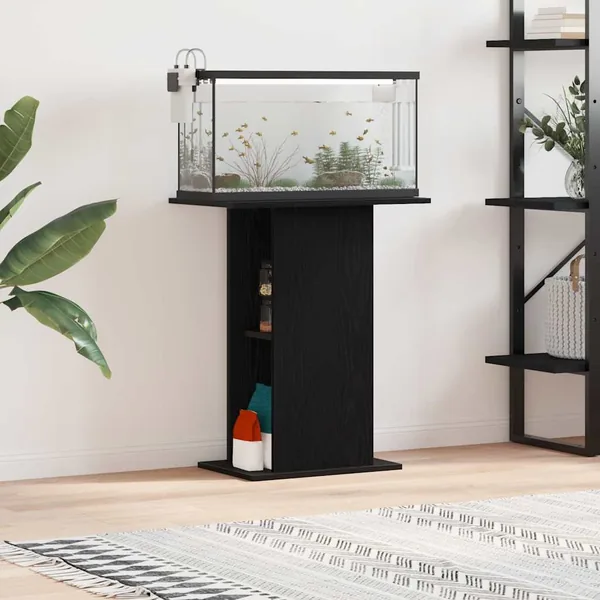 Support pour aquarium chêne noir 60,5x36x72,5 cm