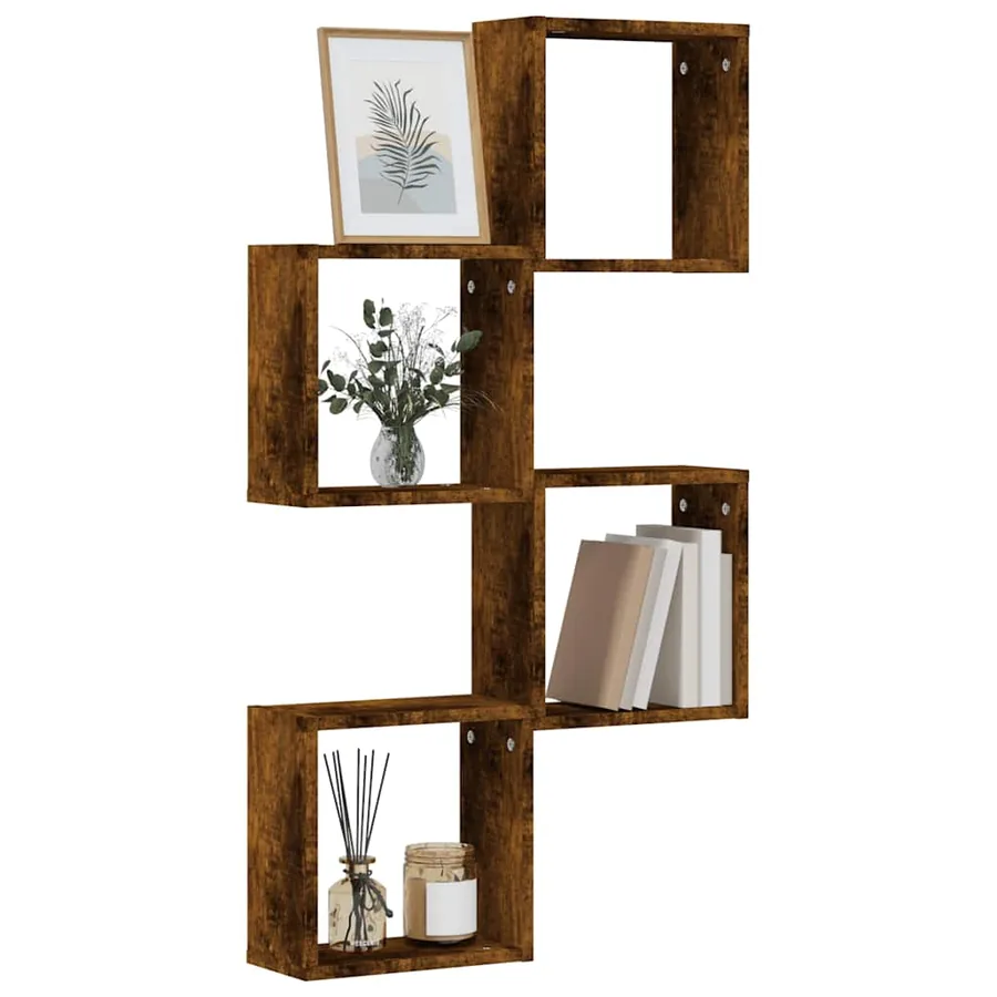 Étagères murales sous forme de cube 4 pcs chêne fumé 30x15x30cm