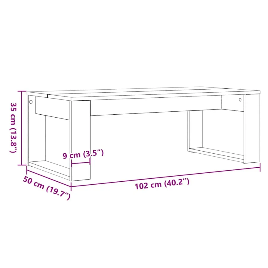 Table basse Chêne noir 102 x 50 x 35 cm Bois d'ingénierie - 8