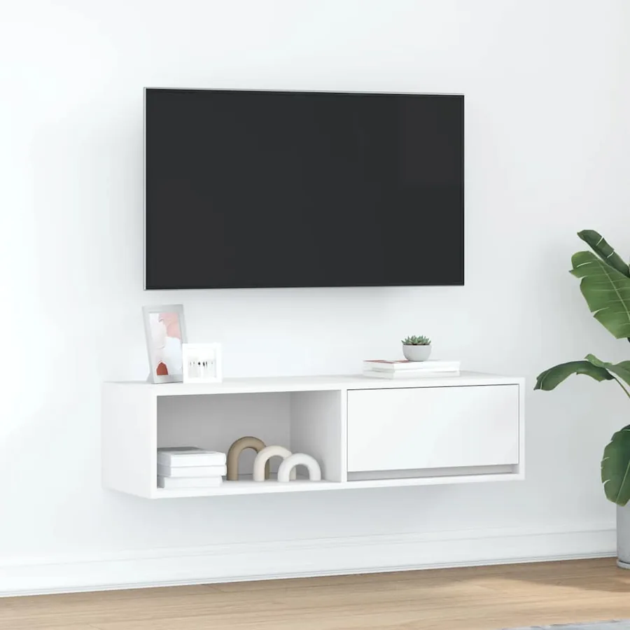 Meuble TV blanc 100x31x25,5 cm bois d'ingénierie