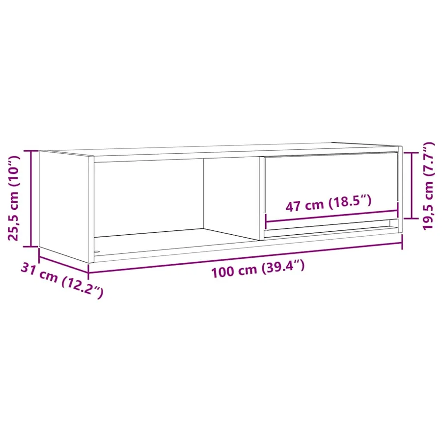 Meuble TV blanc 100x31x25,5 cm bois d'ingénierie - 14