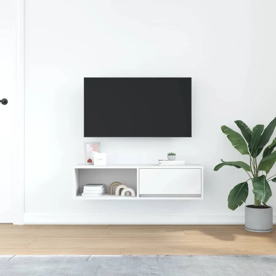 Meuble TV blanc 100x31x25,5 cm bois d'ingénierie - 3