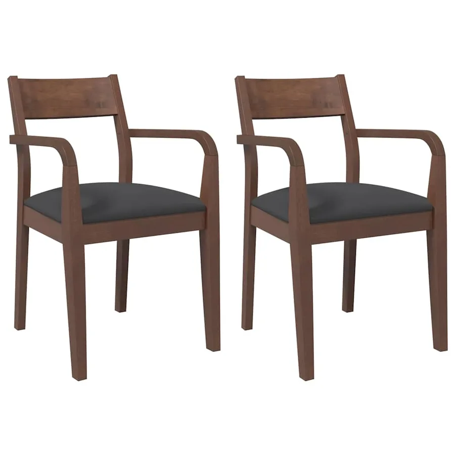 Chaises à manger coussins 2 pcs marron bois massif caoutchouc - 2