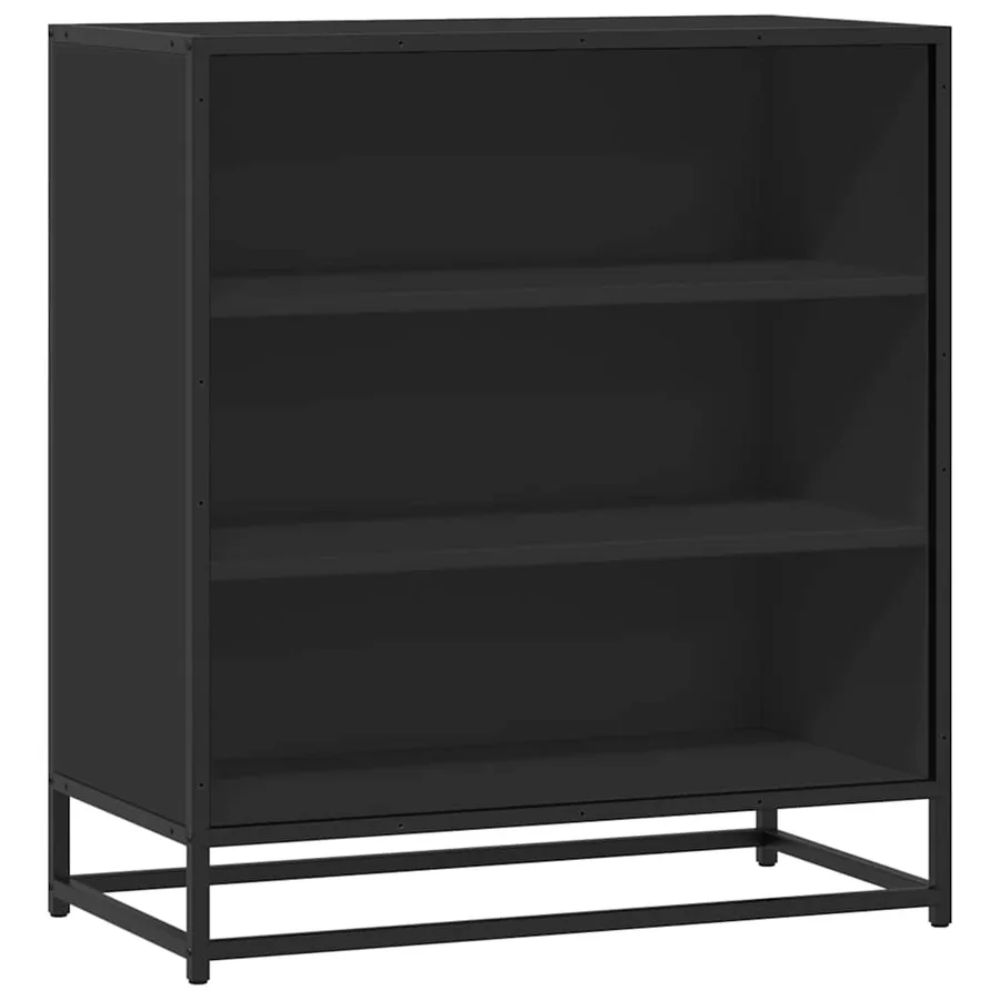 Buffet noir 68x35x76 cm bois d'ingénierie et métal - 2