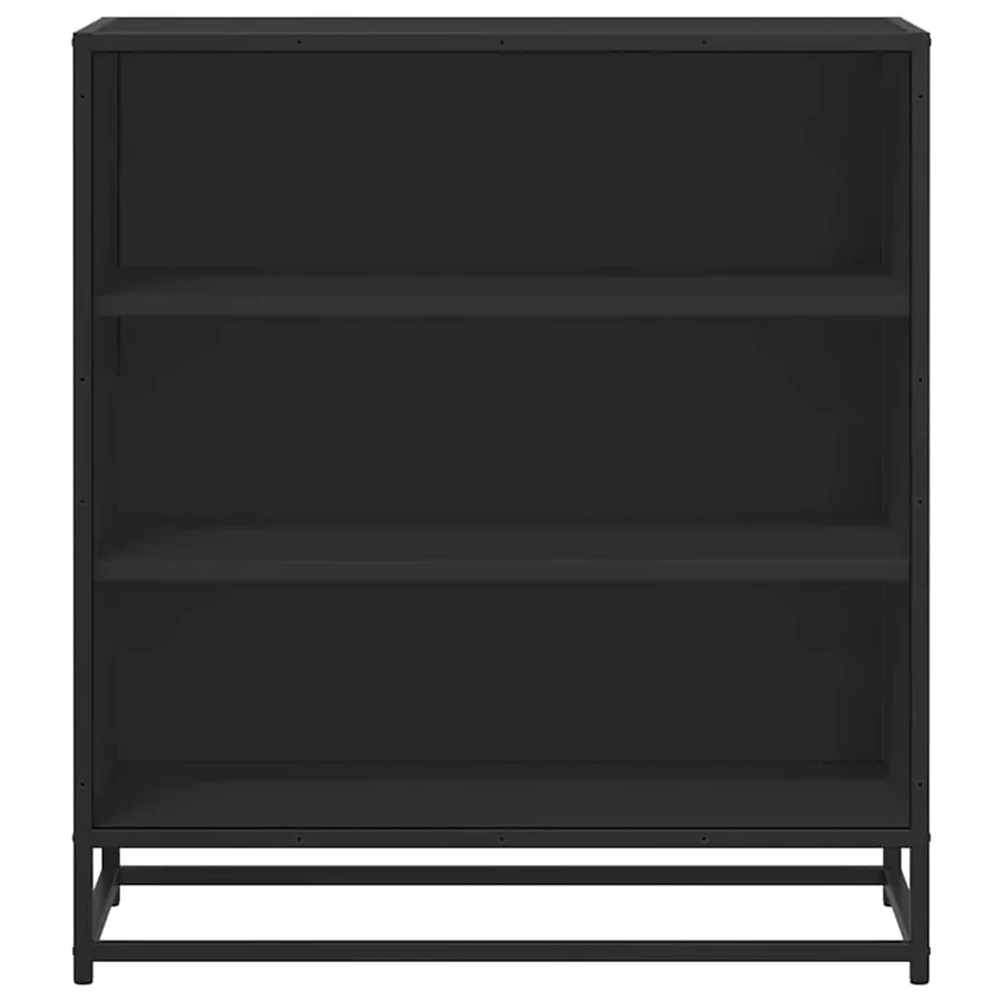 Buffet noir 68x35x76 cm bois d'ingénierie et métal - 4