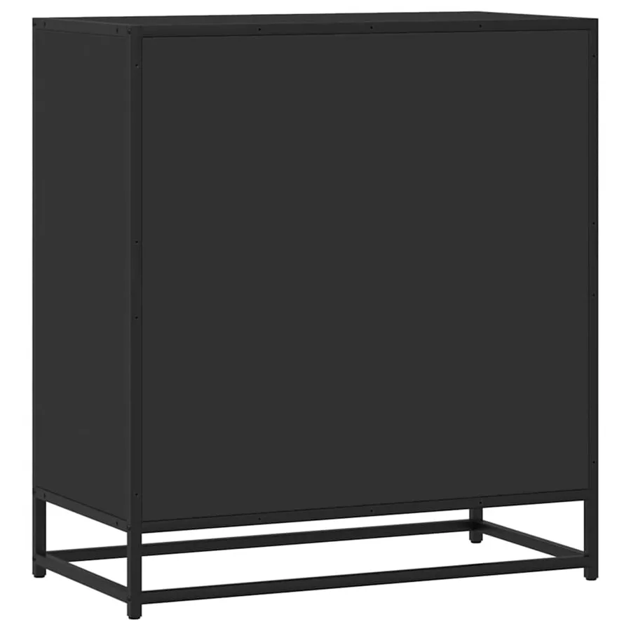 Buffet noir 68x35x76 cm bois d'ingénierie et métal - 6