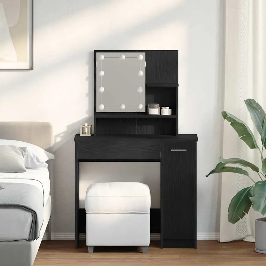 Table de Toilette avec tiroir Chêne noir 86,5 x 35 x 136 cm