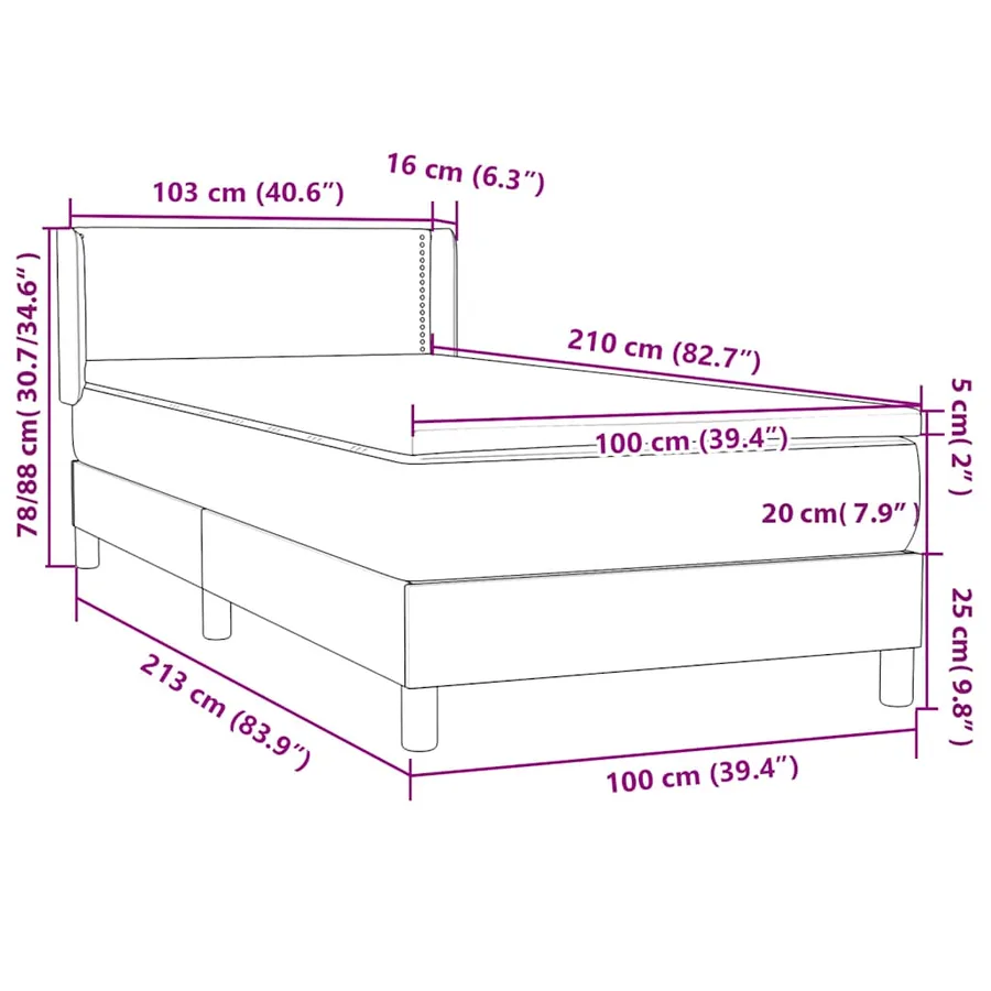 Sommier à lattes de lit et matelas gris clair 100x210cm velours - 12