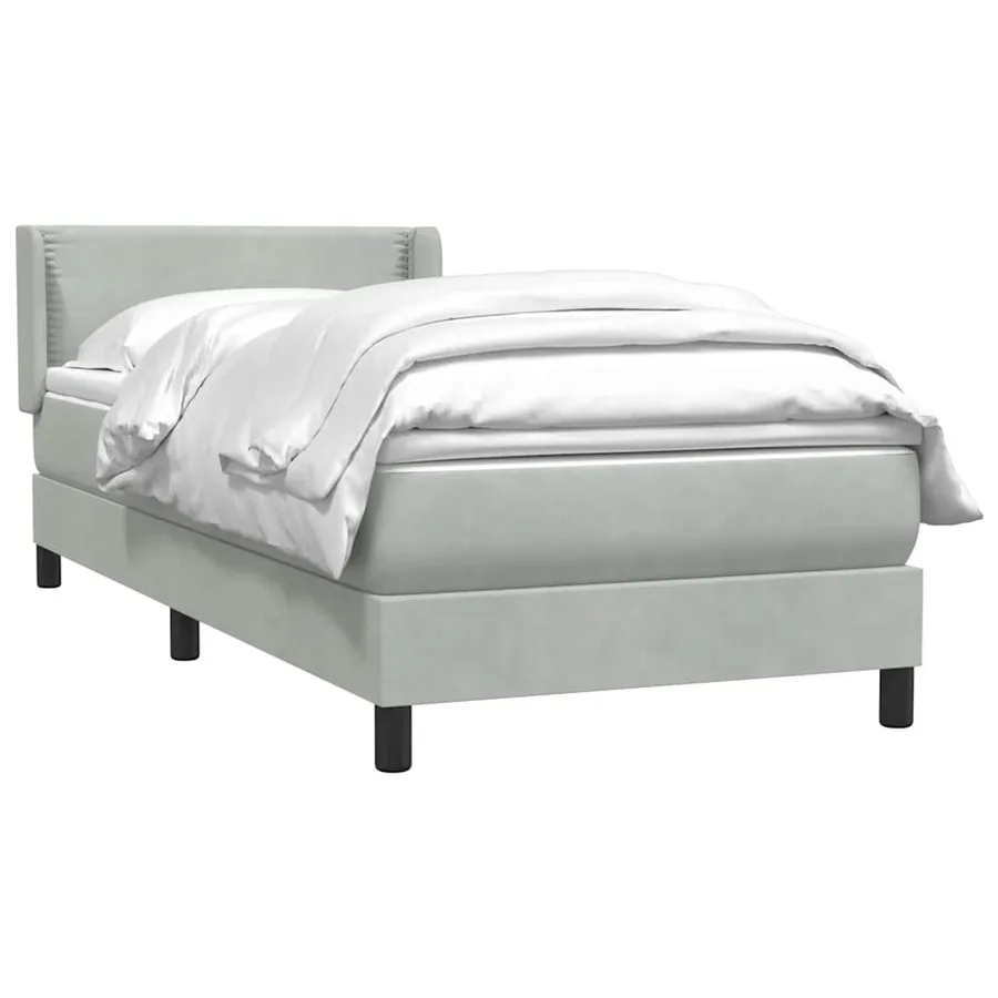 Sommier à lattes de lit et matelas gris clair 100x210cm velours - 3