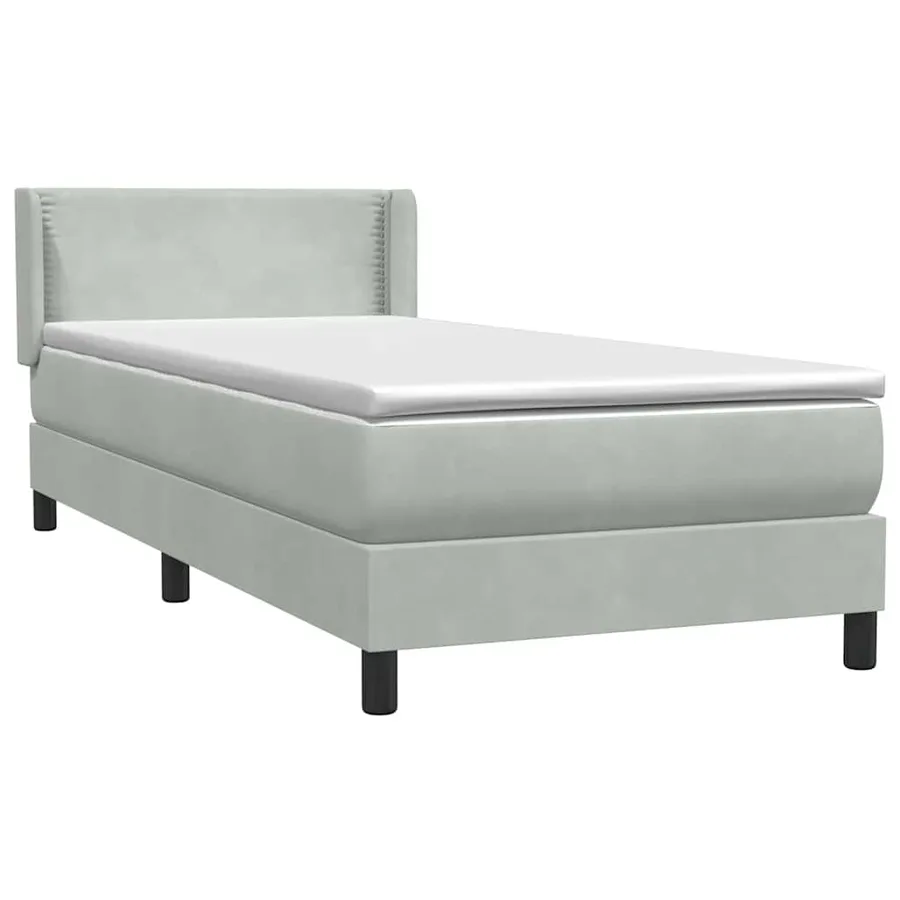 Sommier à lattes de lit et matelas gris clair 100x210cm velours - 4