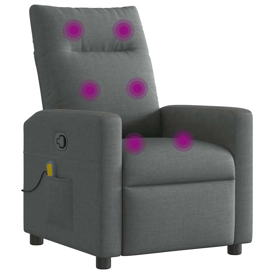 Fauteuil inclinable de massage en tissu gris foncé - 7