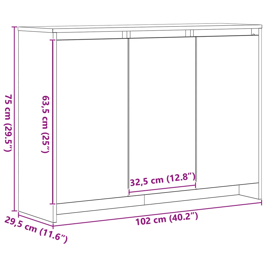 Buffet Noir 102 x 29.5 x 75 cm Bois d'ingénierie - 10