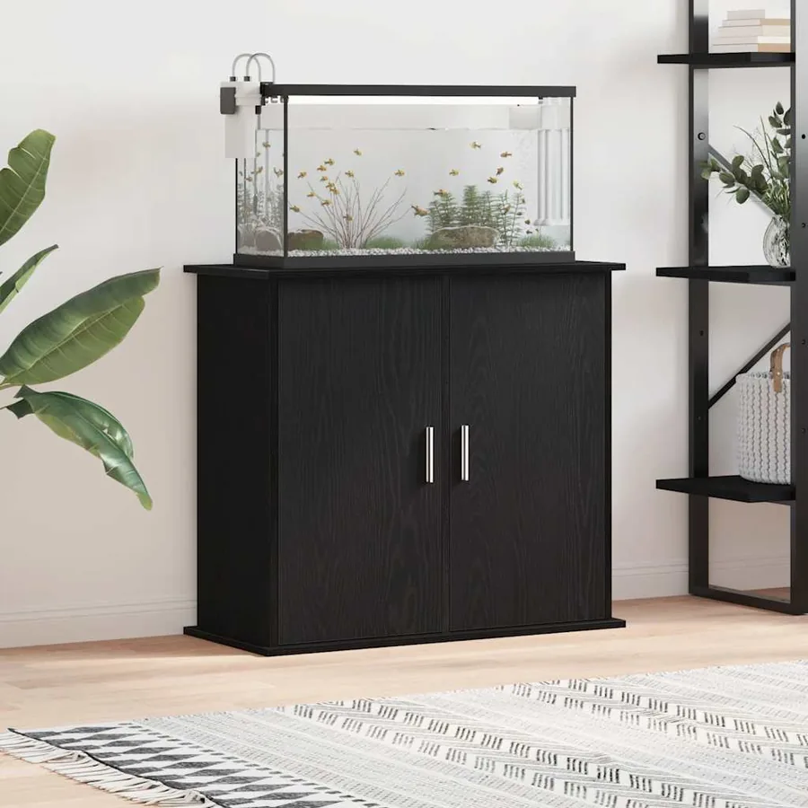 Support d'aquarium Chêne noir 81x36x73 cm Bois d'ingénierie