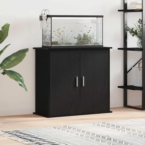 Support d'aquarium Chêne noir 81x36x73 cm Bois d'ingénierie