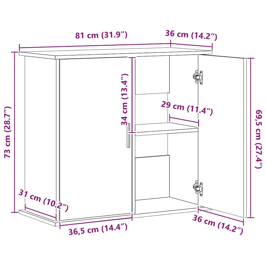 Support d'aquarium Chêne noir 81x36x73 cm Bois d'ingénierie - 11