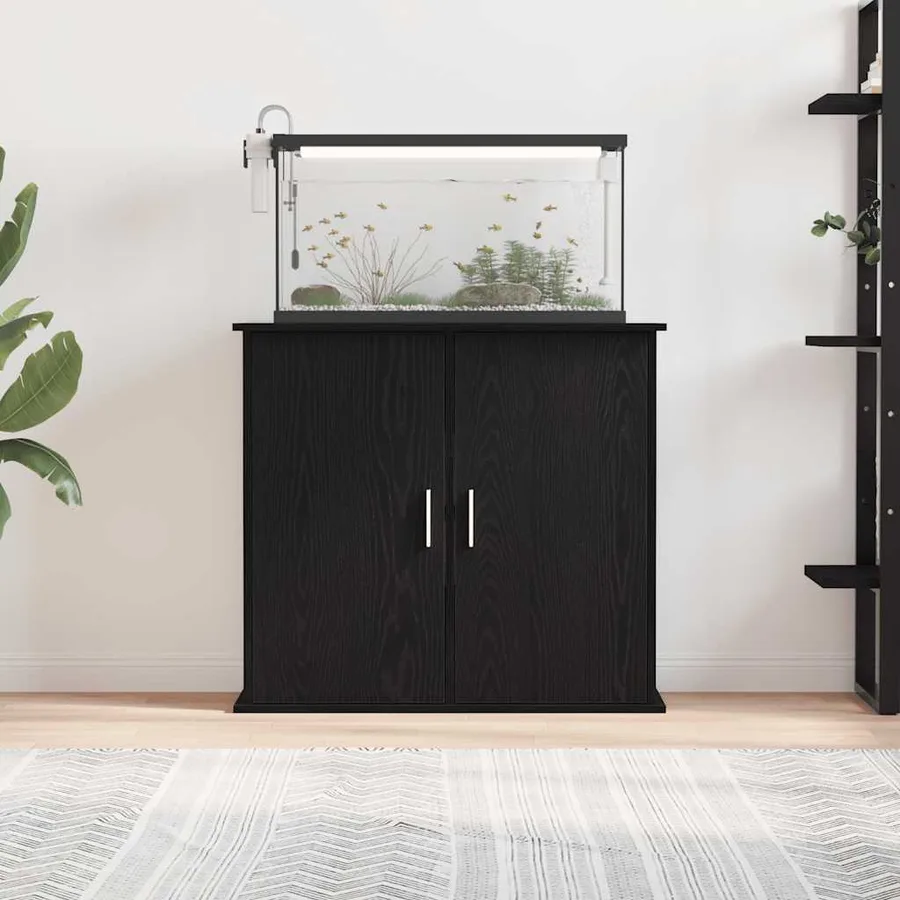 Support d'aquarium Chêne noir 81x36x73 cm Bois d'ingénierie - 3
