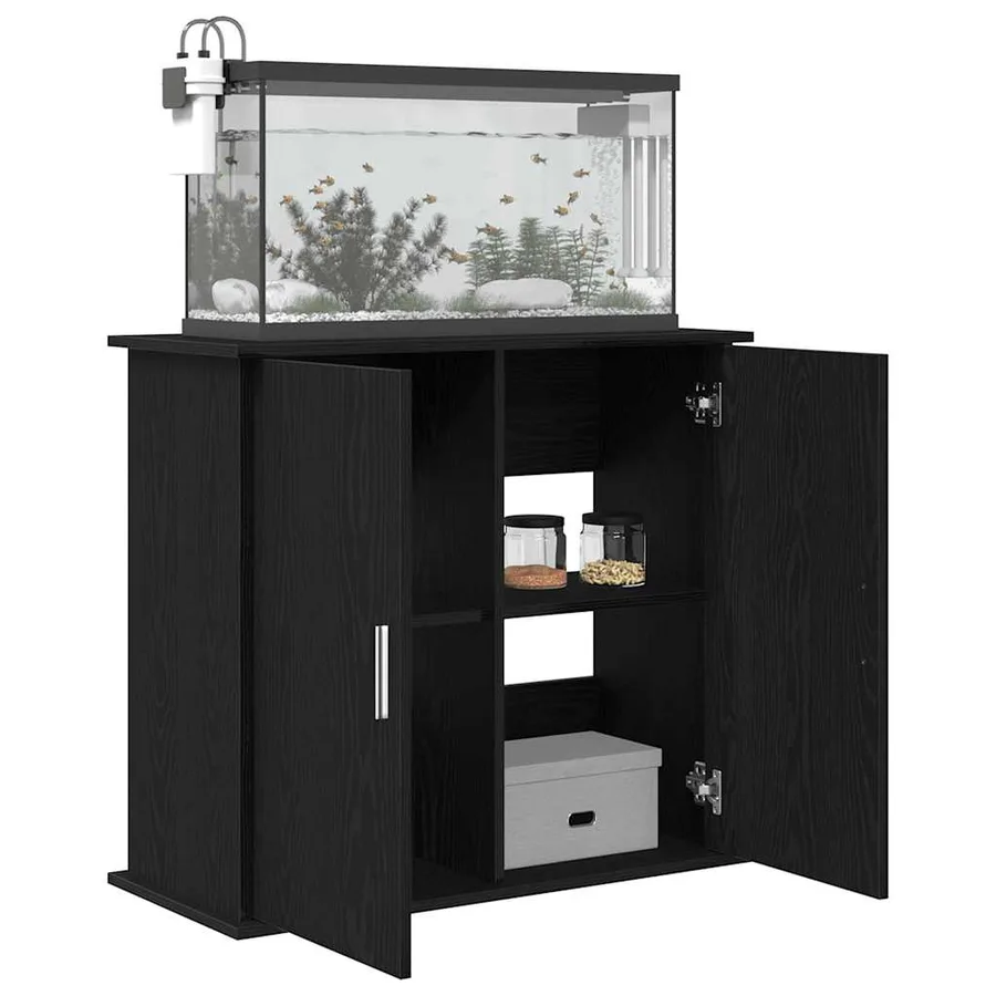 Support d'aquarium Chêne noir 81x36x73 cm Bois d'ingénierie - 4